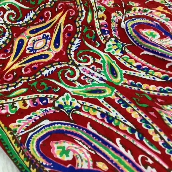 Lauren Ralph Lauren women’s red paisley sleeveless ruffle summer knit dress S - Picture 9 of 9